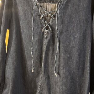 Free People Denim Blue Lace-Up Tunic